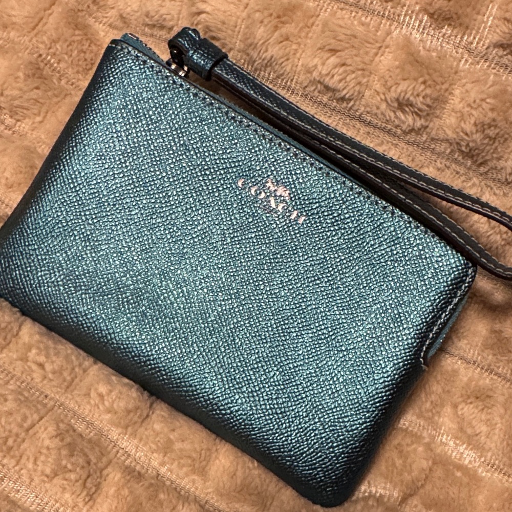 Coach Shimmering Teal Wristlet